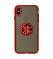 İphone X Kılıf Montreal Yüzüklü Kapak - Kırmızı