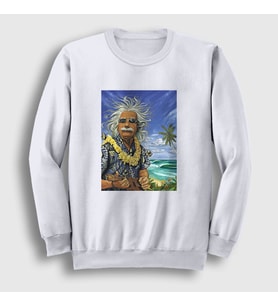 Presmono Unisex Beyaz Hawaii Albert Einstein Sweatshirt 334201tt