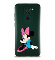 Xiaomi Redmi Note 9 Soft Premier Kapak Minnie Mouse-E Tasarımlı Silikon Kılıf - Yeşil (Şeffaf)