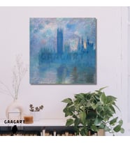 Kare Kanvas Ünlü Eserler Monet-Houses of Parliament, London (1900)