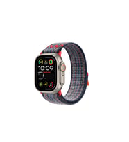 Apple Watch Ultra 49mm Uyumlu KRD-91 Hasır Kordon Strap Kayış (Mavi-Kırmızı)