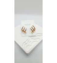 Gold Rose Renk Üçlü Görünüm Plaka Yıldız Küpe