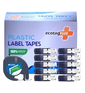 EcotagPlıs Dymo Letratag Plastik Şerit Etiket Yeşil 12 mm x 4 mt 10 lu Eco Paket