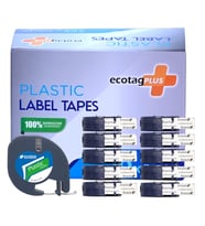 EcotagPlıs Dymo Letratag Plastik Şerit Etiket Yeşil 12 mm x 4 mt 10 lu Eco Paket