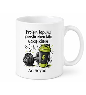 Kas Yapan Erkek Arkadaşa Protein Tozu Esprili Kupa Bardak Hediye