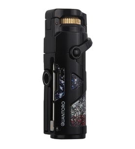 Quantoro Tek Torch Pürmüz Delicili/İğneli Siyah Metal Puro Çakmağı