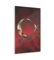 LEYLASER Atatürk İmzalı Türk Bayrağı Cam Tablo Duvar Dekoru (Karışık)