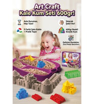 Art Craft 600 gr Tepsili Şato Kinetik Kum Seti - Kurumayan Eğitici Oyun Kumu ve 5'li Kalıp