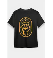 1 Mayıs Emekçi Baskılı Oversize Siyah Tişört - İşçi Bayramı Labor Day T-Shirt