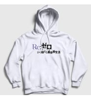 Presmono Unisex Beyaz Logo Anime Re Zero Kapüşonlu Sweatshirt 543759tt (Beyaz)