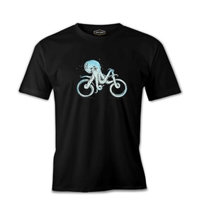 Hayvan - Ahtapot Bisiklet Siyah Erkek Tshirt