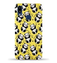 Samsung Galaxy A10s Uyumlu Lansman Kılıf Panda Tasarımlı İçi Kadife Kapak-sarı (Şeffaf)