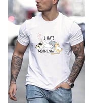 Erkek Baskılı T-Shirt Kısa Kol Bisiklet Yaka Regular Fit Rahat Kalıp Günlük Tişört - Beyaz