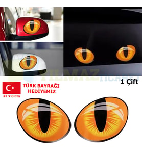 Tüm Araçlara Fiat Toyota Renault Bmw Kedi Gözü Arma Araba Yan Dikiz Ayna Bagaj Cam Oto Sticker