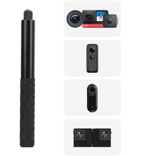 Görünmez Selfie Çubuğu, Insta360 X3, X2, X4, X5, ONE RS, GO 3, One X, Evo ile Uyumlu, Alüminyum Katlanabilir Uzatma Çubuğu, 1/4” Vidalı Bağlantı, 360° Görünmez Çekim (114cm)