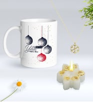 Yılbaşı Hediyesi BK Gift Kişiye Özel Yeni Yıl Tasarımlı Beyaz Kupa Bardak, Kar Tanesi Kolye ve Kar Tanesi Mum Hediye Seti-11, Sevgiliye Hediye, Arkadaşa Hediye