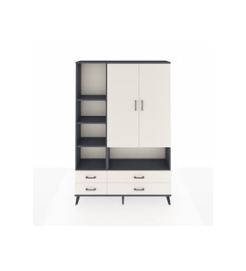 Arges Gardrop 8 Raflı 4 Çekmeceli 2 Kapaklı 132x30x195 Antrasit-Aytaşı