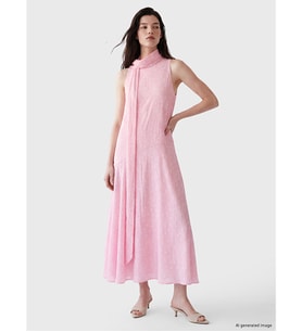 LCW Comfort Pembe Fular Detaylı Puantiyeli A Kesim Elbise