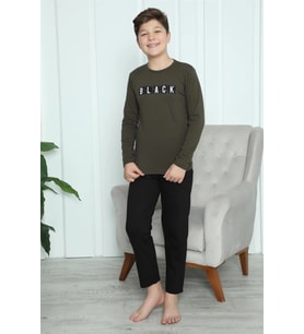 Erkek Çocuk Penye Pijama Takım Haki