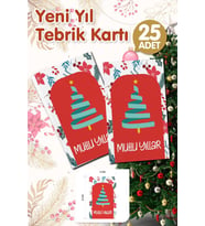 Yılbaşı Hediye Kartı - Yeni Yıl Tebrik Kartı - Yeni Yıl Kartpostal Mutlu Yıllar Not Kartı 25 Adet-T1007