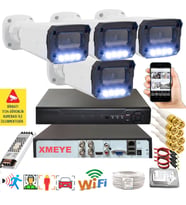 4 lü Hareket Algılayan 5 MP Lens 4 Warm Led Gece Renkli Gösteren Güvenlik Kamerası Seti BS 3404W