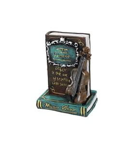 Kitap ve Keman Tasarımlı Biblo Kumbara - Vintage Model - Dekoratif Obje