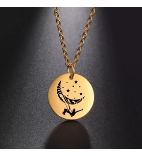 Kişiye Özel 925 Ayar Gümüş Sallanan Kız Disk Kolye (Gold)