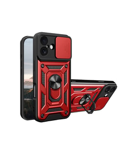 iPhone 17 Pars Lens Yüzüklü Silikon - Kırmızı