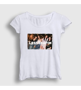 Presmono Kadın Beyaz Le sserafim K Pop T-Shirt 438511tt (Beyaz)