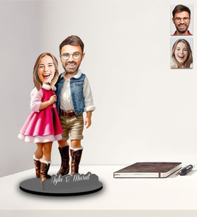 Kişiye Özel Sevgili Tasarımlı Karikatür İki Katmanlı Ahşap Biblo Model-27