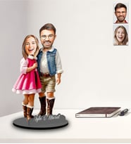 Kişiye Özel Sevgili Tasarımlı Karikatür İki Katmanlı Ahşap Biblo Model-27