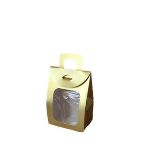 Kına Ve Çerez Çantası Pencereli Karton 7.5X11X4 (20 Adet)  Gold
