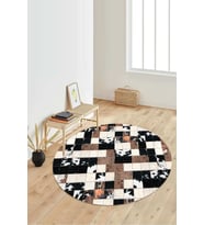 Dijital Baskılı Kaymaz Taban Yıkanabilir Yuvarlak Salon Halısı Koridor Halısı Paspas NDY-HT-347 (Çok Renkli)