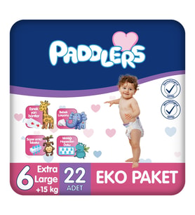 Paddlers Bebek Bezi 6 Numara X-Large (15+ Kg) 22 Adet – Eko Paket