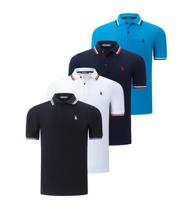 DÖRTLÜ SET T8594 DEWBERRY ERKEK T-SHIRT-SİYAH-BEYAZ-LACİVERT-KOYU MAVİ (Karışık)