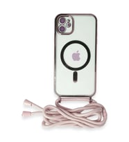 iPhone 11 Kılıf Divo Lazer Askılı Magsafe Kapak - Pembe