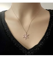 Rose Kaplama Kristal Kartanesi Gümüş Kolye (Karışık)