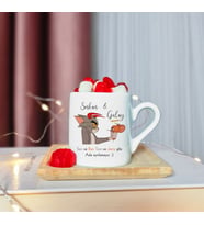 Tom & Jerry Çift Tasarımlı Ahşap Tabaklı Kişiye Özel Türk Kahvesi Fincanı