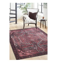 Dijital Kaymaz Yıkanabilir Kırmızı Bohem Salon Halısı Mutfak Halısı Koridor Halısı Yolluk Round