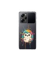 Poco X5 Pro ile Uyumlu Splash Kirpi Tasarımlı Şeffaf Silikon Kılıf