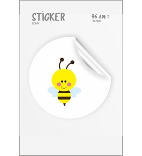 Arı Figürlü Etiket 96 Adet 3x3 Cm