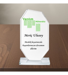 Kişiye Özel Yazılım Mühendisi Kristal Cam Plaket - Bilgisayar Mühendisliği ve Yazılımcı Hediyesi