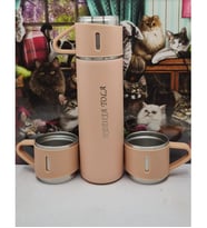 KİŞİYE ÖZEL İSİM BASKILI PASLANMAZ ÇELİK KUTULU BARDAKLI TERMOS SET 500 ML (Pembe)