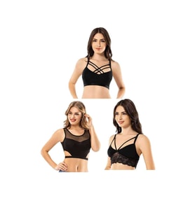 6 Adet Dantelli Çapraz İpli Tül Model Büstiyer