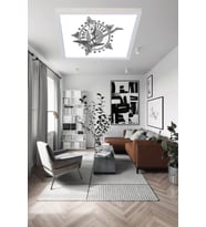 Genç Odası Rock Model Baskılı Led Avize 60watt Beyaz Işık Homojen Aydınlatma, Modern Kare Led