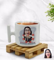 BK Gift Kişiye Özel Melek Annem Karikatürlü T Kulplu Beyaz Middle Kupa Bardak-1