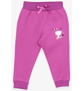 Breeze Kız Bebek Eşofman Altı Kedi Baskılı 6 Ay-2 Yaş, Lila