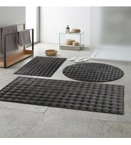 Banyo Paspası Koyu Gri Gri Kaymaz Taban Peluş Bubble 50X50 cm