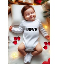 Sevgililer Günü Temalı Bebek Body (Ekru)