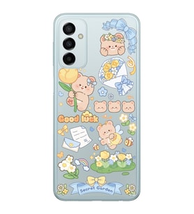 Samsung Galaxy M23 Uyumlu Küçük Sevimli Ayıcıklar Desenli Şeffaf Telefon Kılıfı
